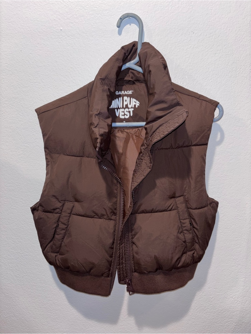 Garage Mini Puff Brown Cropped Vest Medium